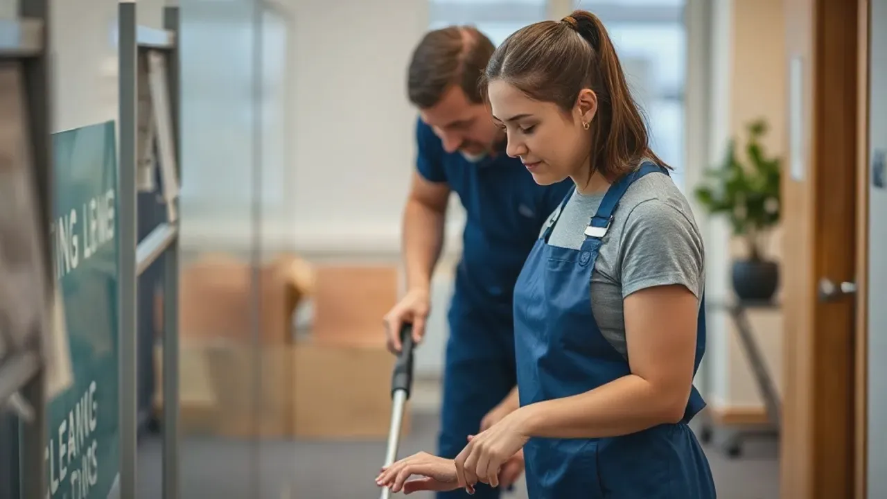 Two professionals working on Commercial and office cleaning near Manchester