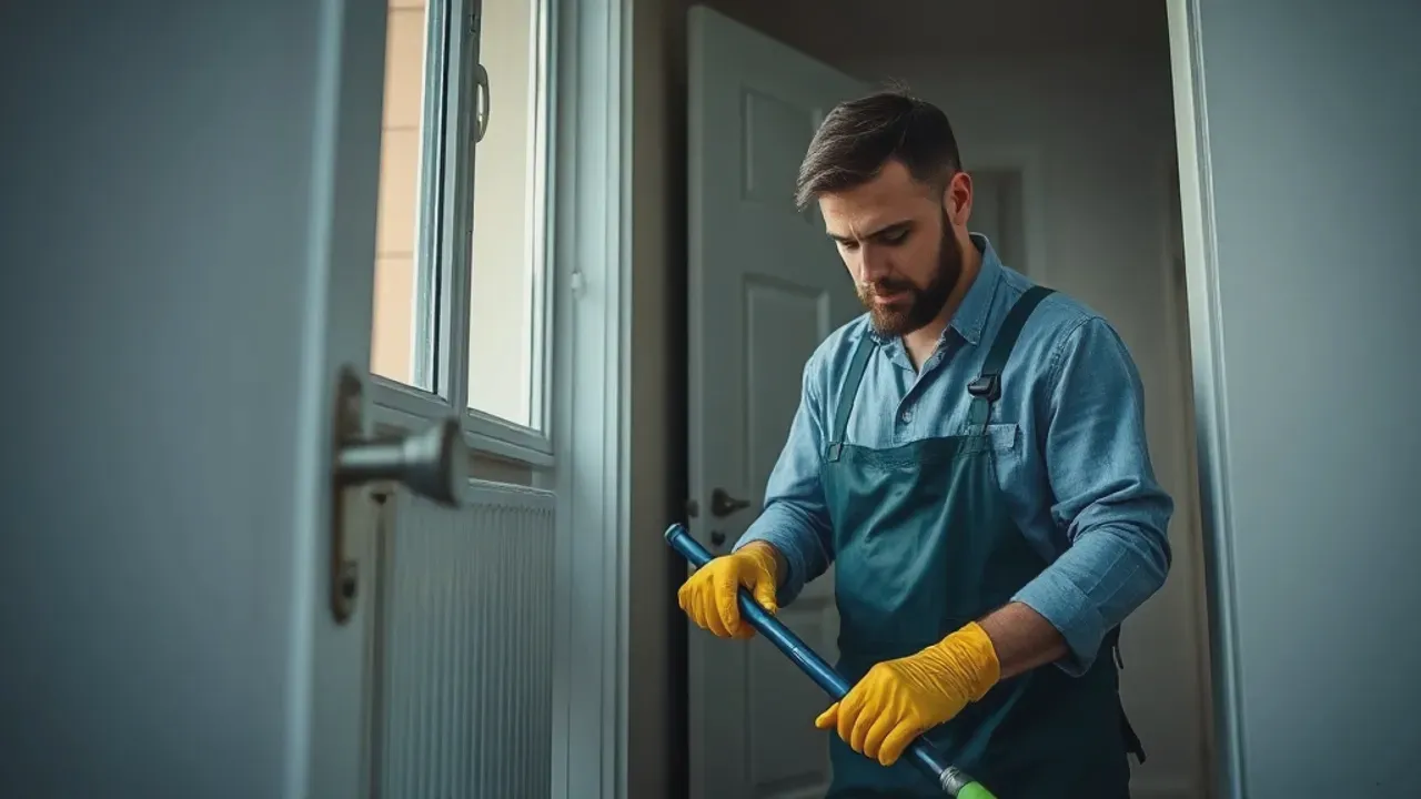 A professional carrying out End-of-tenancy cleaning near Manchester