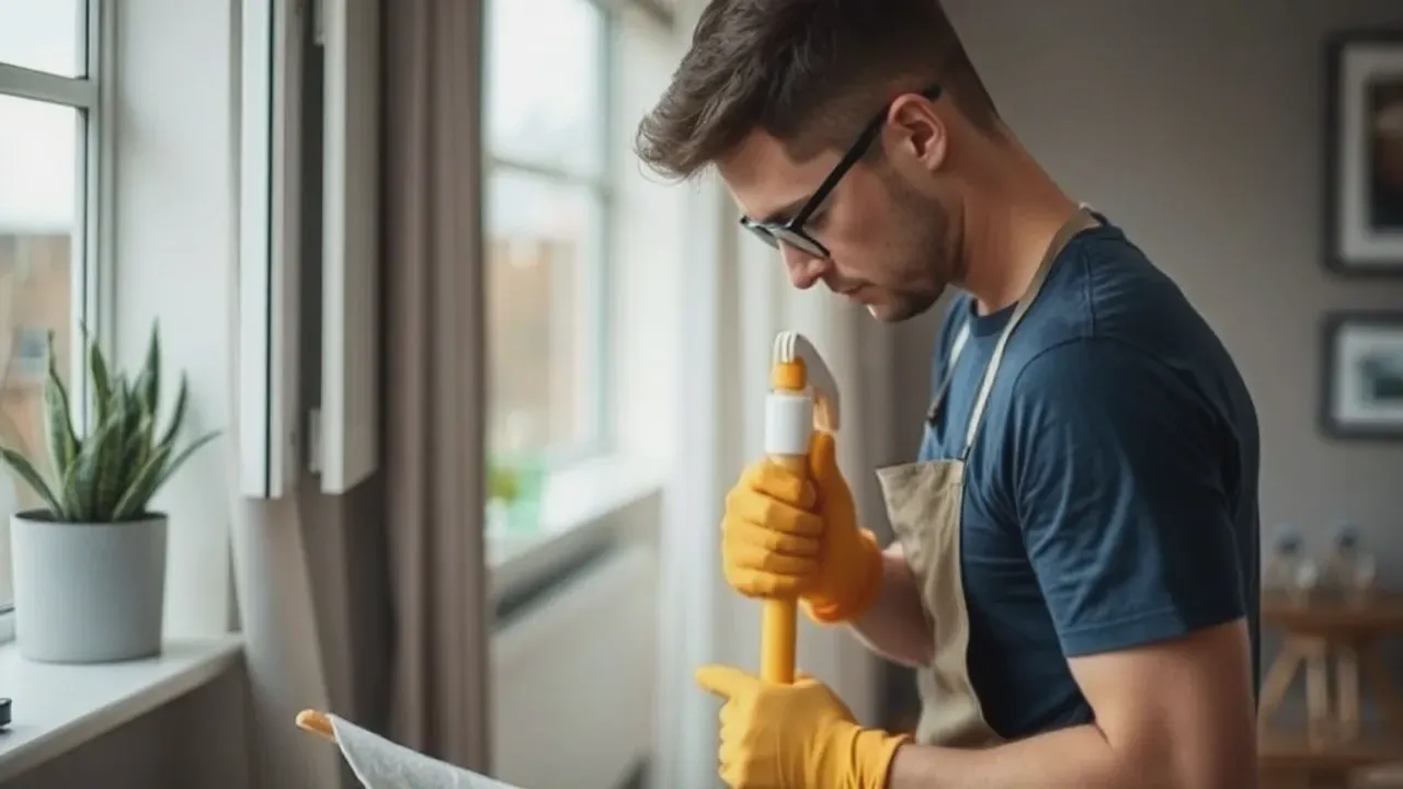 A professional carrying out home cleaning near Manchester