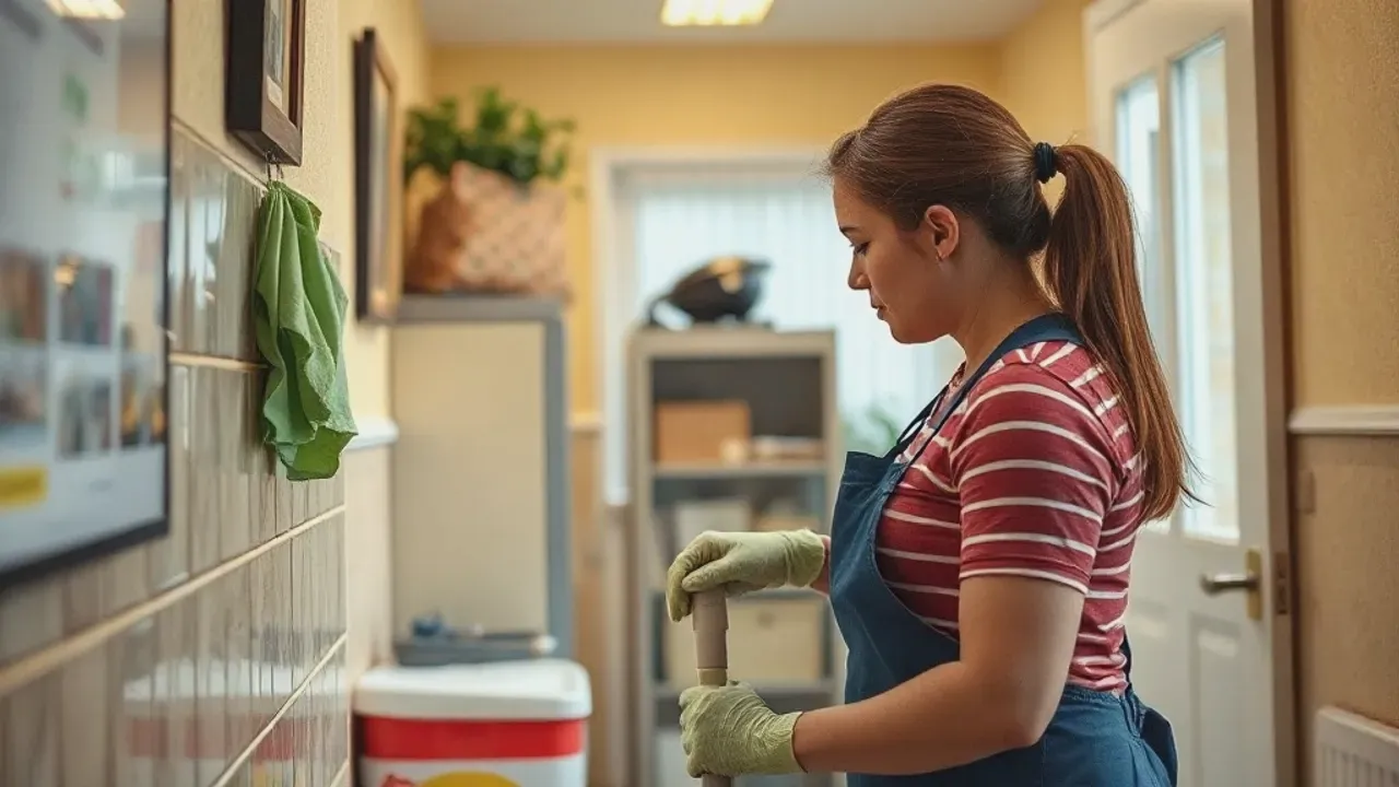 A professional carrying out Oldham domestic cleaning near Manchester